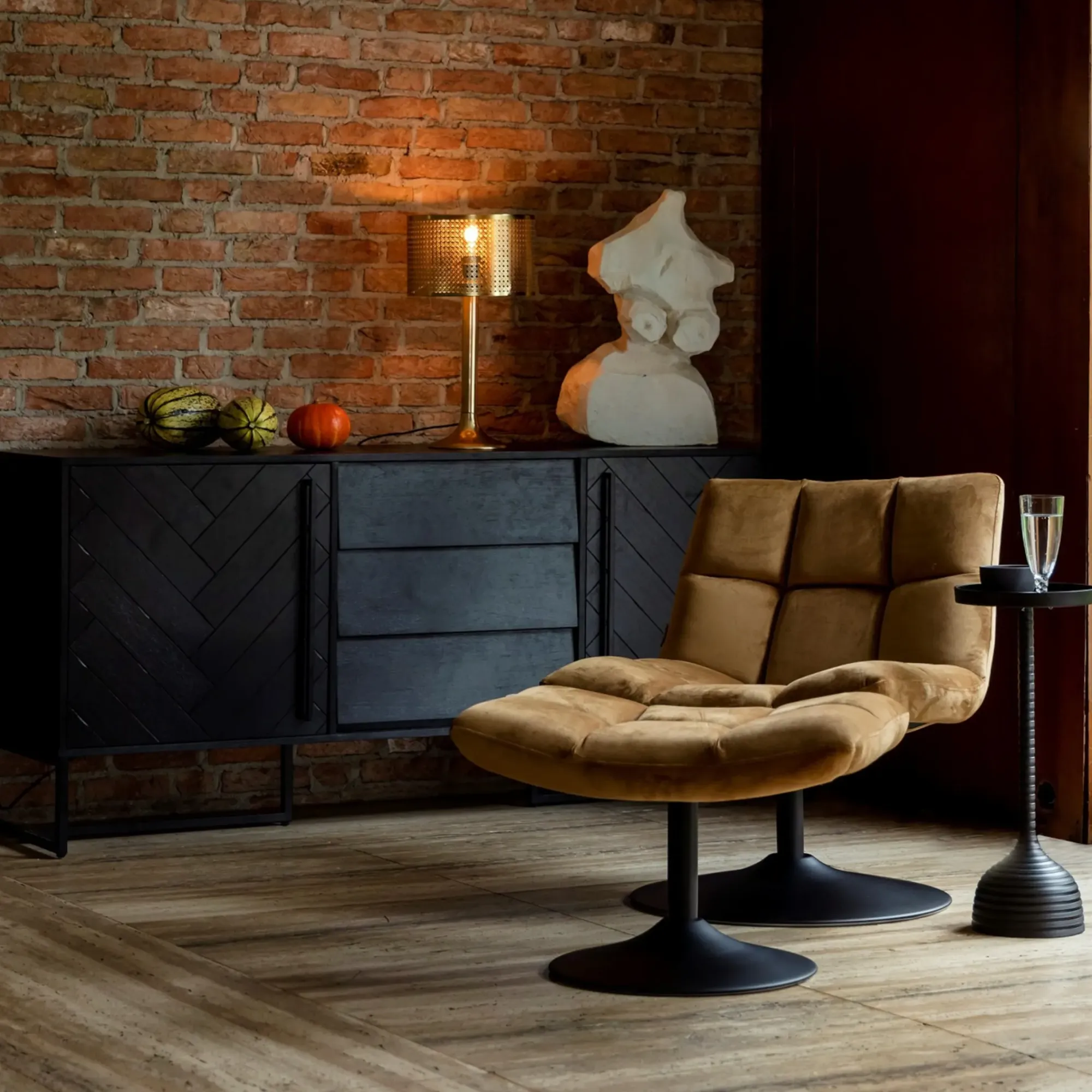 Cheap Depot Dutchbone Samt-Hocker Bar, Drehbar