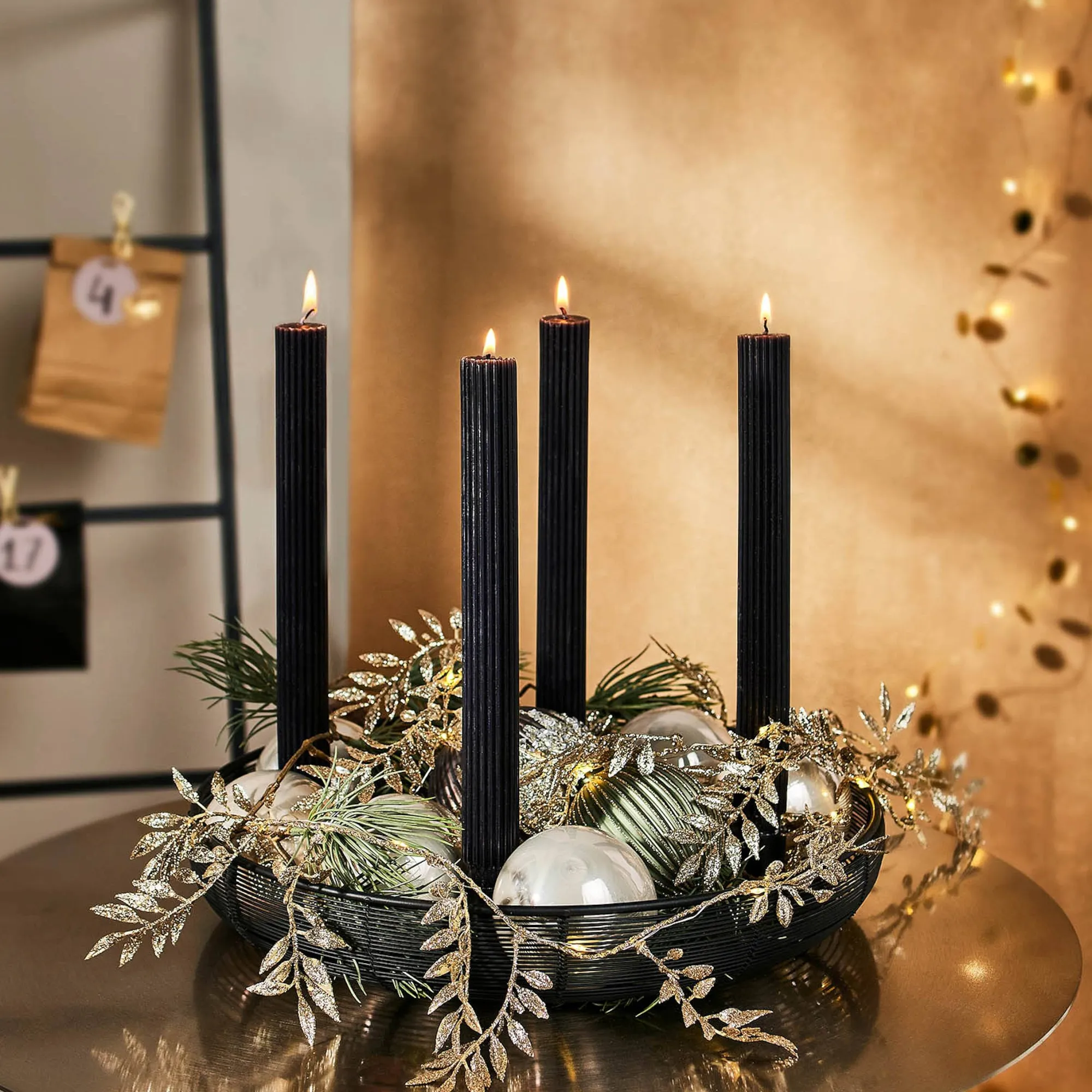Glas-Weihnachtskugel Glitterstripe^Depot Outlet