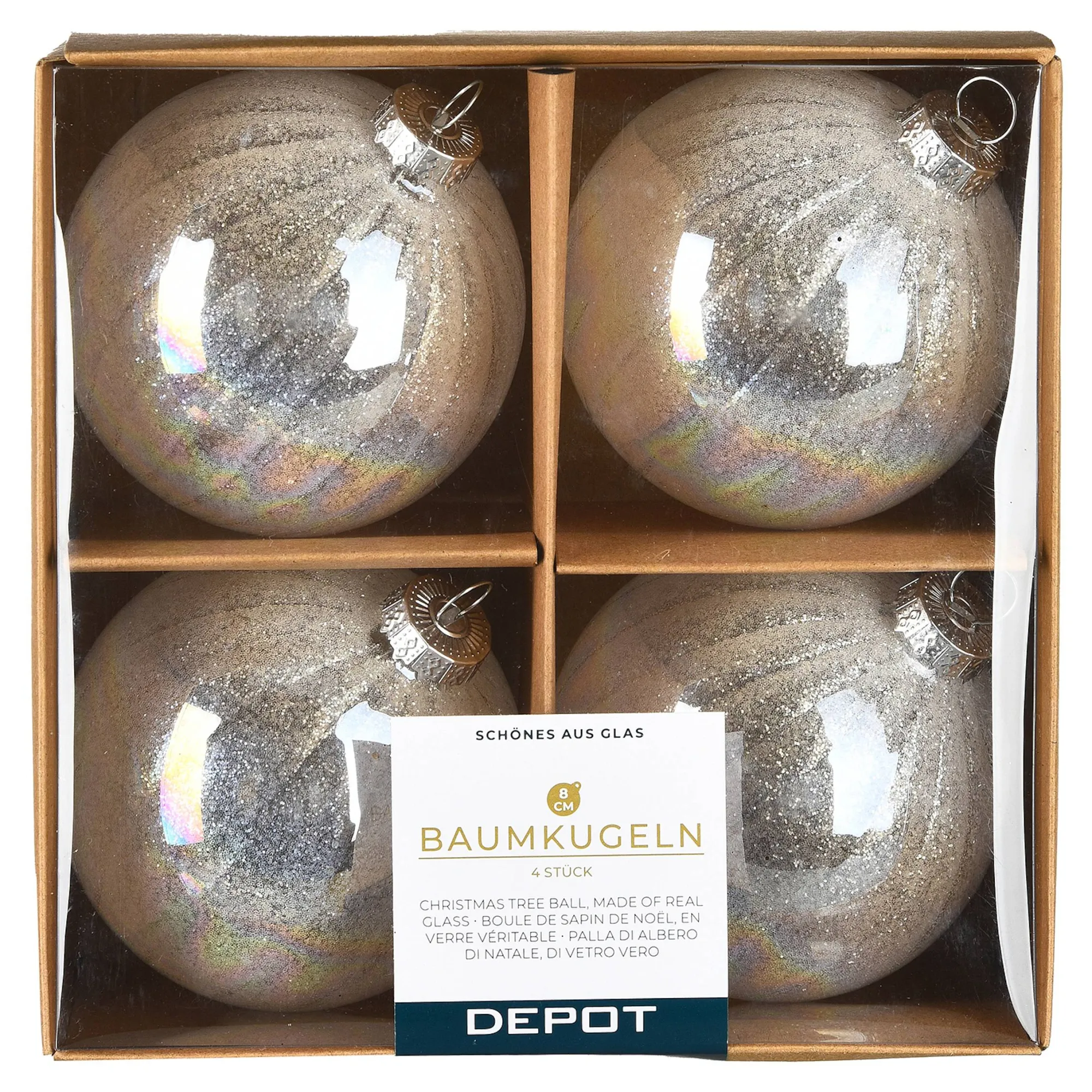 Glas-Weihnachtskugeln Holo Glimmer^Depot Fashion