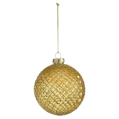 Glas-Weihnachtskugel Rauten Relief^Depot Clearance