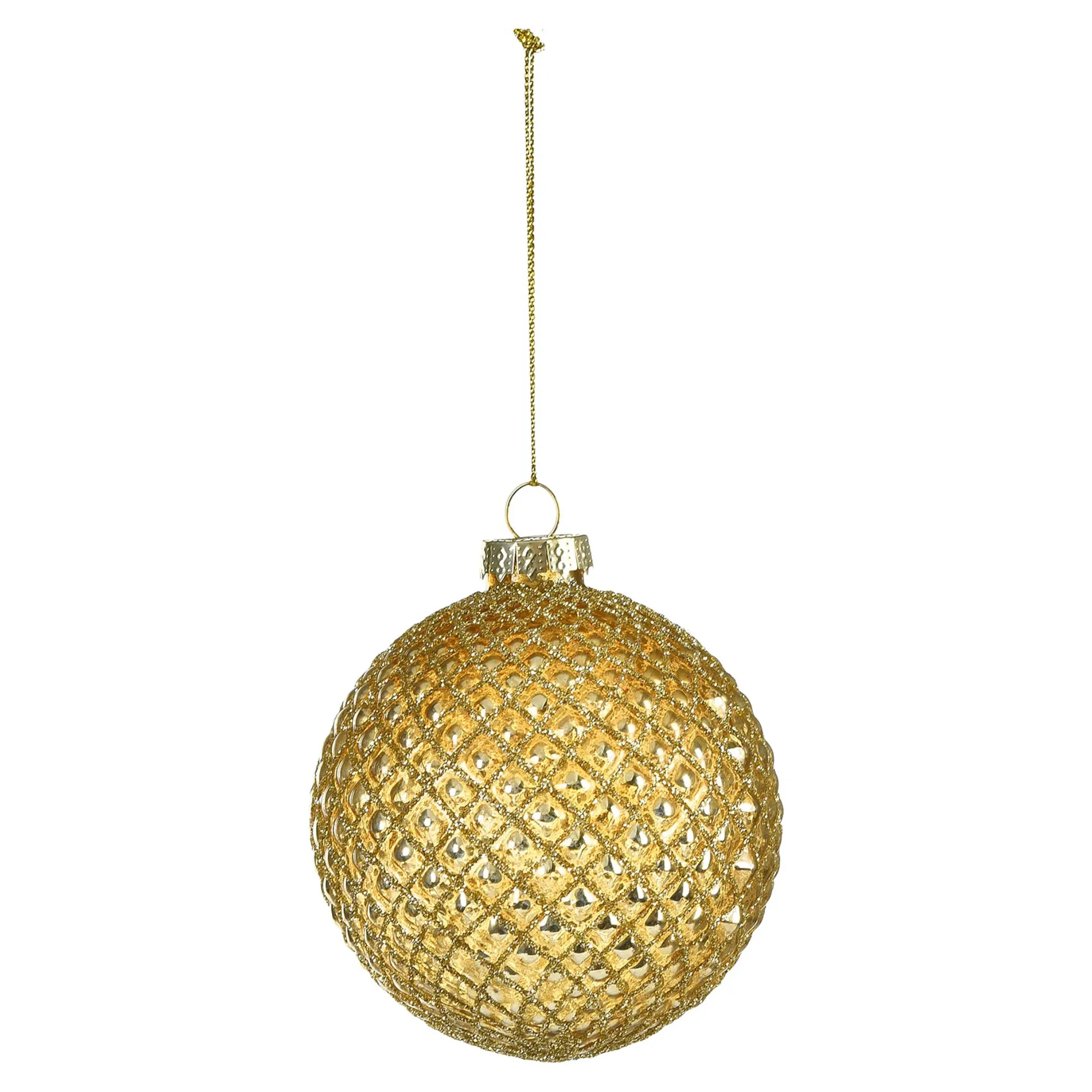 Glas-Weihnachtskugel Rauten Relief^Depot Clearance