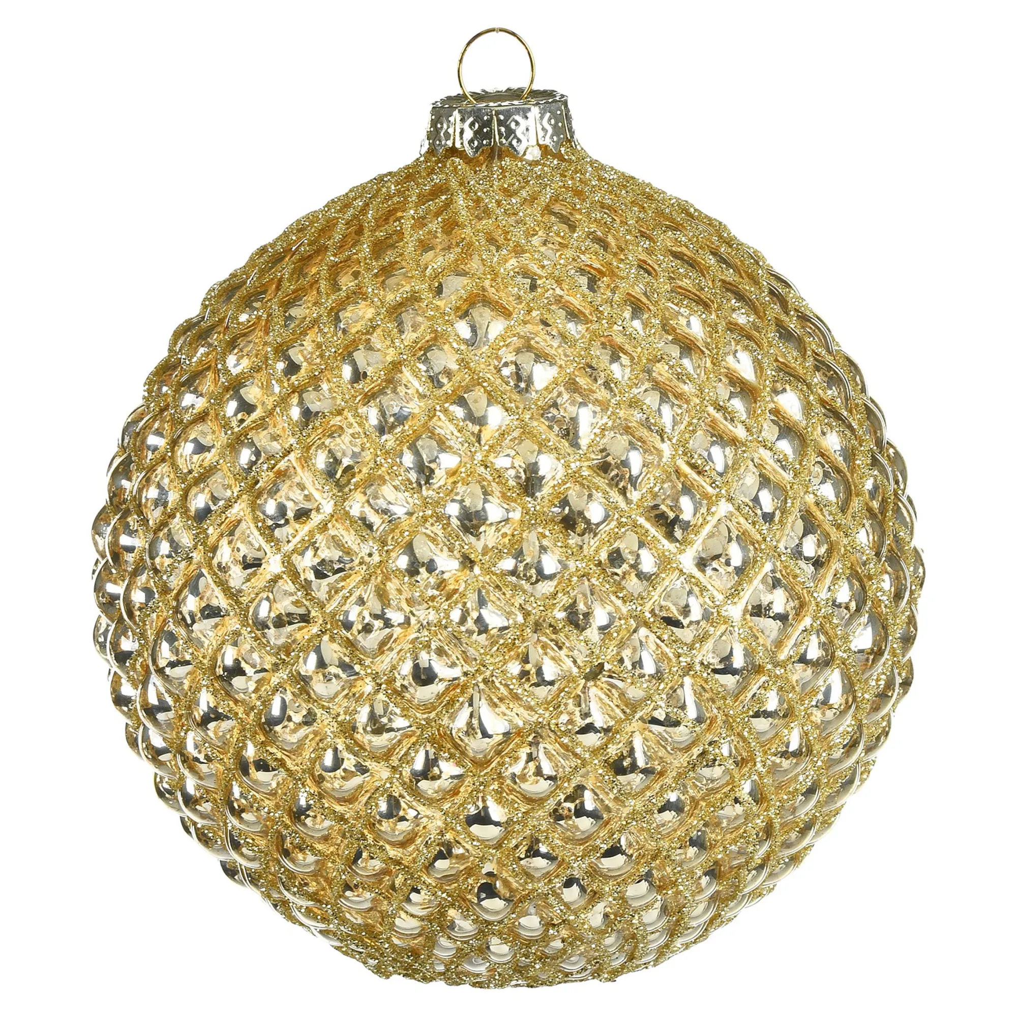 Glas-Weihnachtskugel Rauten Relief^Depot Clearance