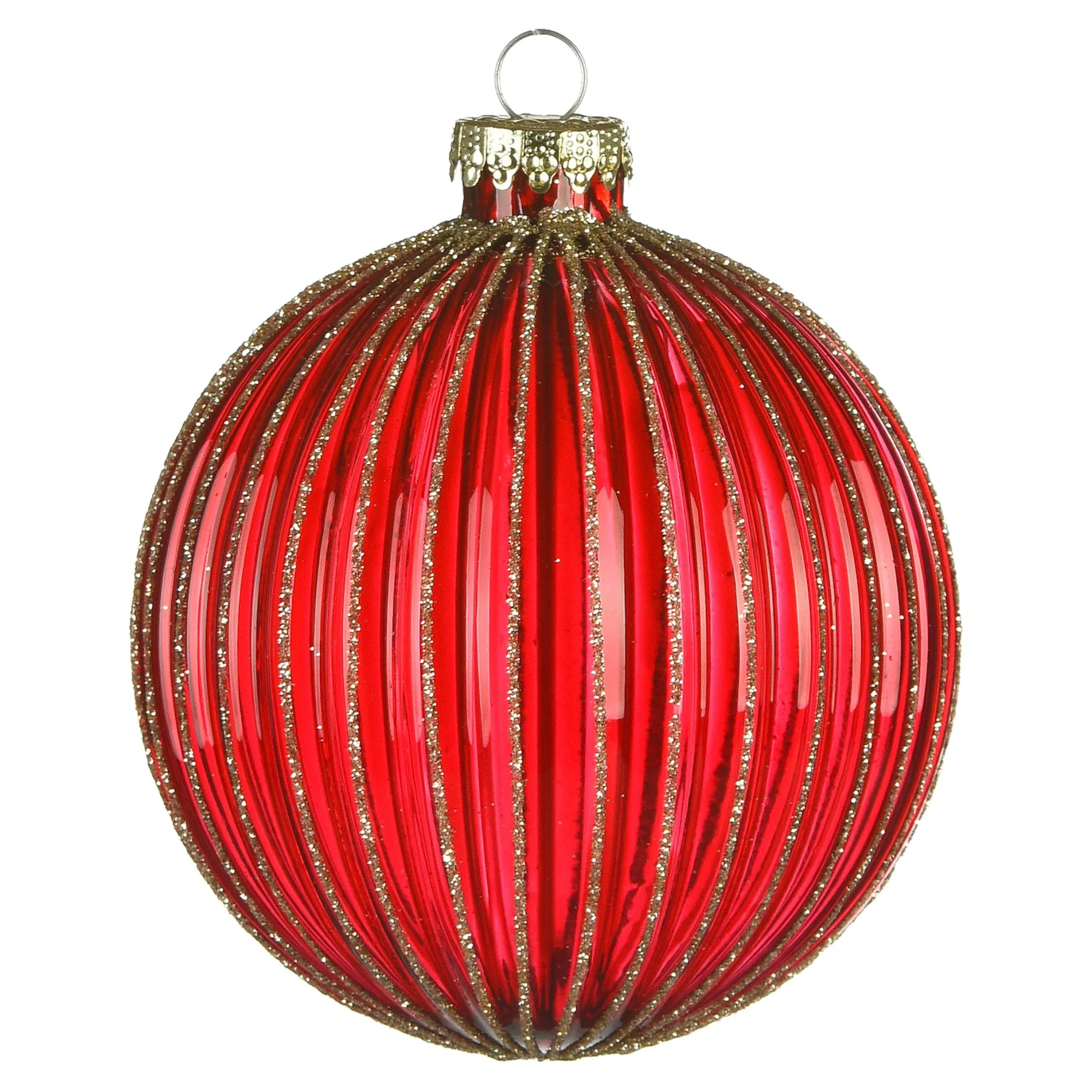 Glas-Weihnachtskugel Rille^Depot Clearance