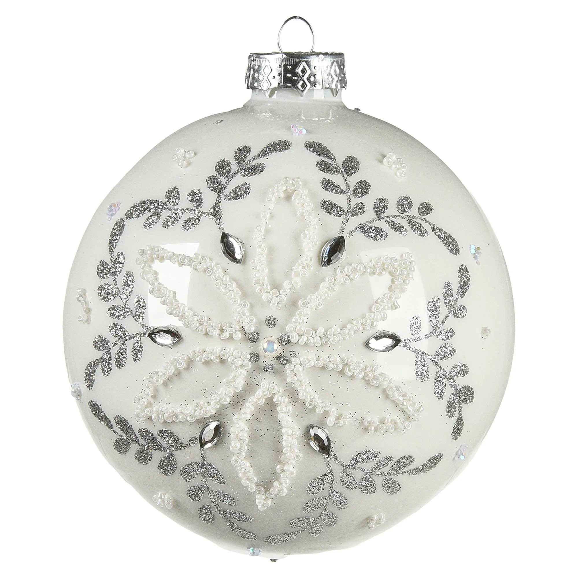 Glas-Weihnachtskugel Schneeblume^Depot Fashion