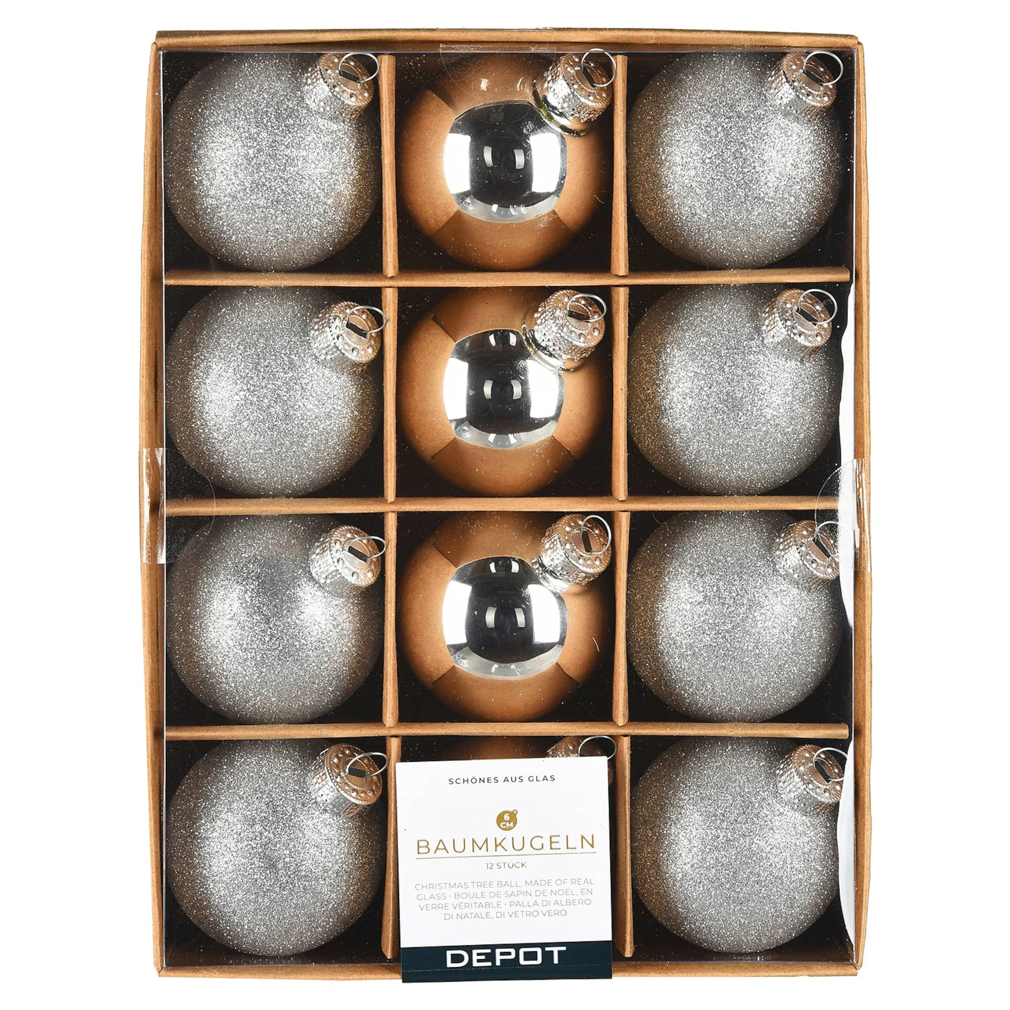 Glas-Weihnachtskugel-Set Glam Mix^Depot Fashion