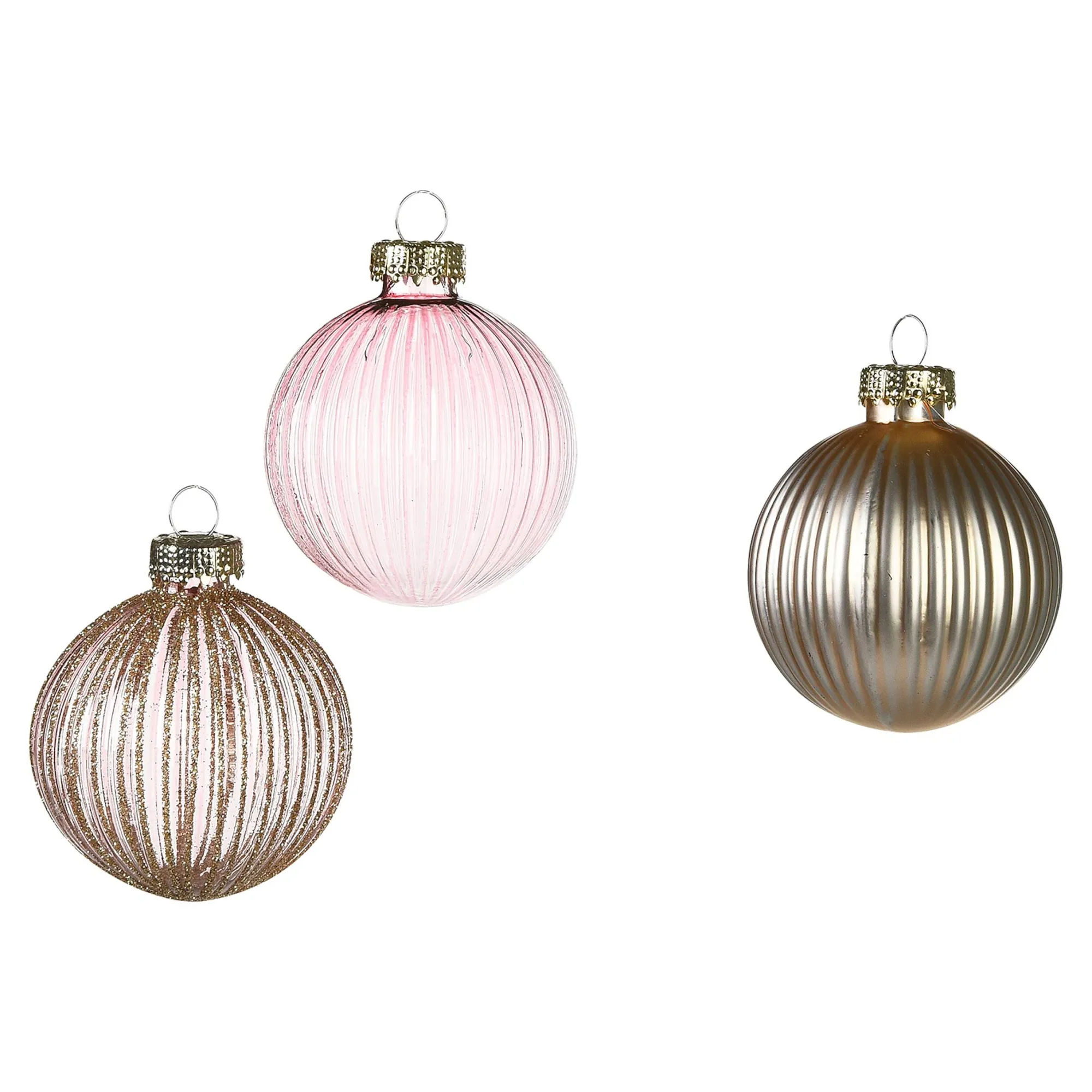 Glas-Weihnachtskugel-Set Rille^Depot Sale