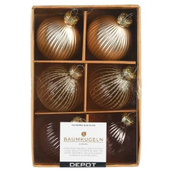 Glas-Weihnachtskugel-Set Rille^Depot Sale