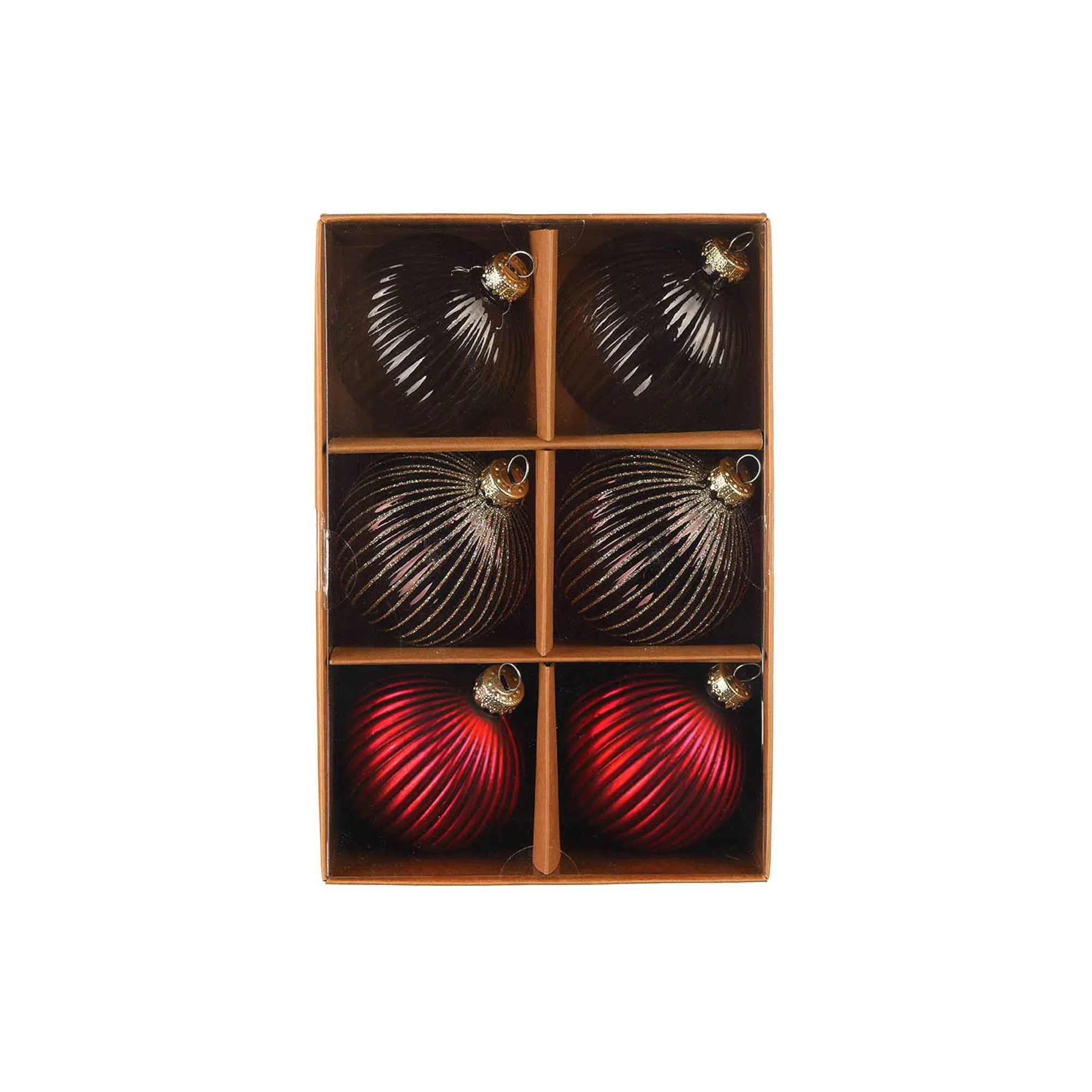 Glas-Weihnachtskugel-Set Rille^Depot Discount
