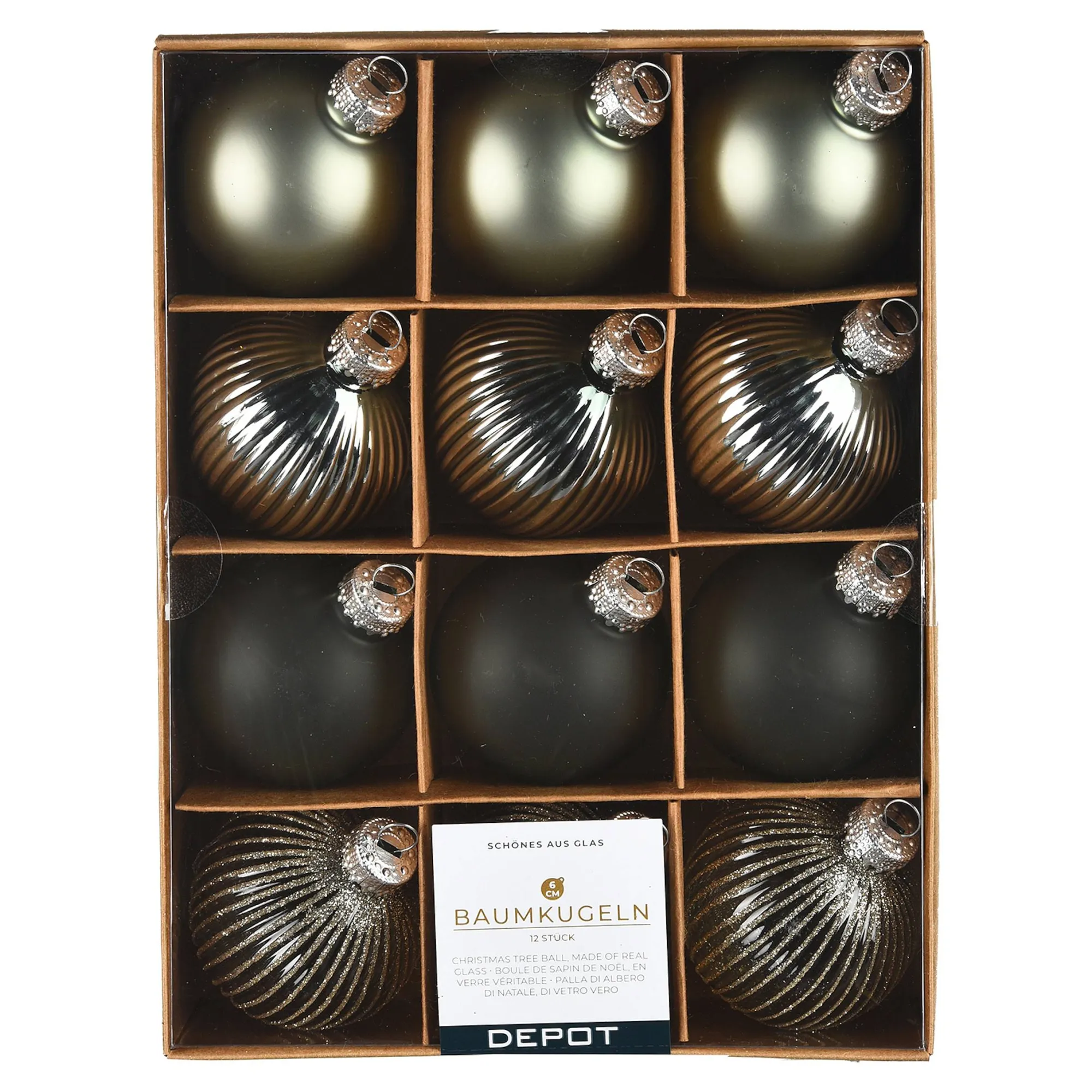 Glas-Weihnachtskugel-Set Rille^Depot Cheap