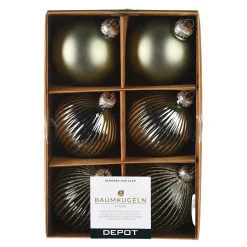 Glas-Weihnachtskugel-Set Rille^Depot Discount