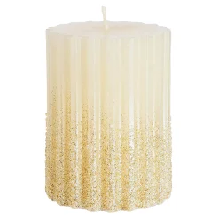 Stumpenkerze Glitzer, Gerillt^Depot Cheap