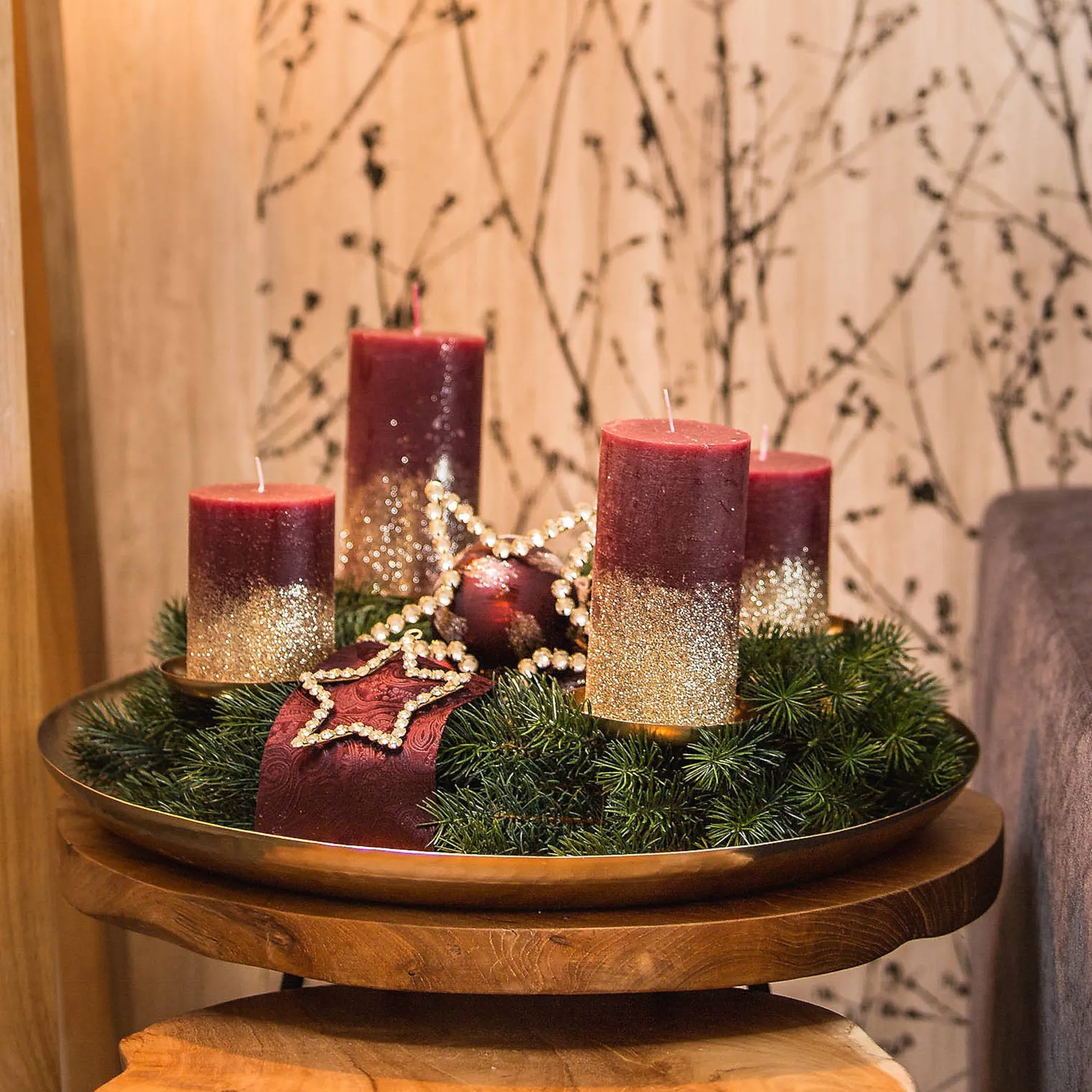 Stumpenkerze Gold Glitter^Depot Clearance