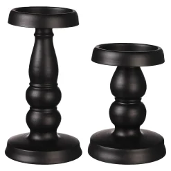 Stumpenkerzenhalter-Set Svart^Depot Cheap
