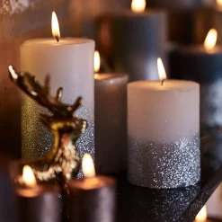 Stumpenkerze Rustic Silver Glitter^Depot Shop