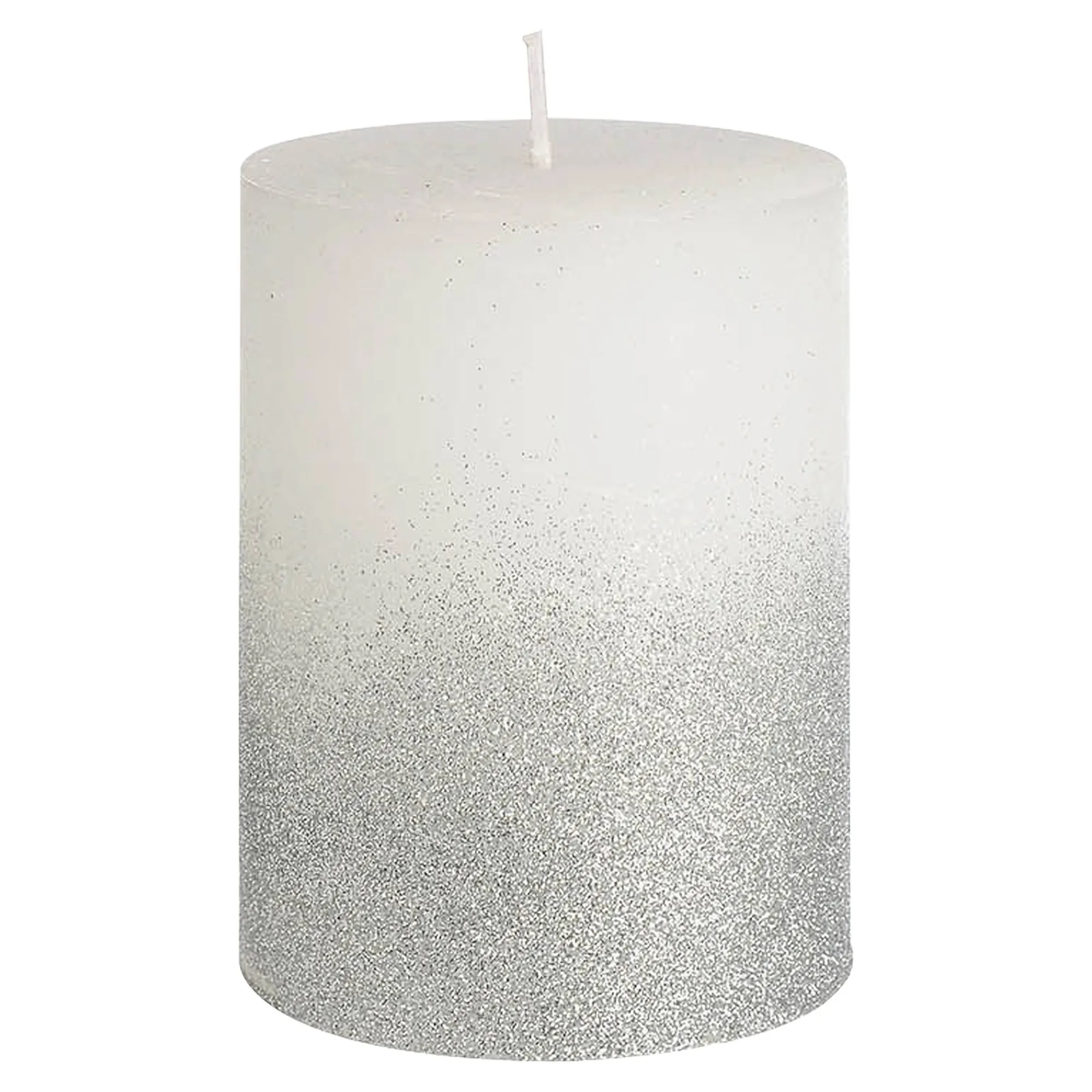 Stumpenkerze Rustic Silver Glitter^Depot Outlet